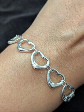 Silver Open Heart Link Toggle Bracelet Silver Plated Love Gift Valentine
